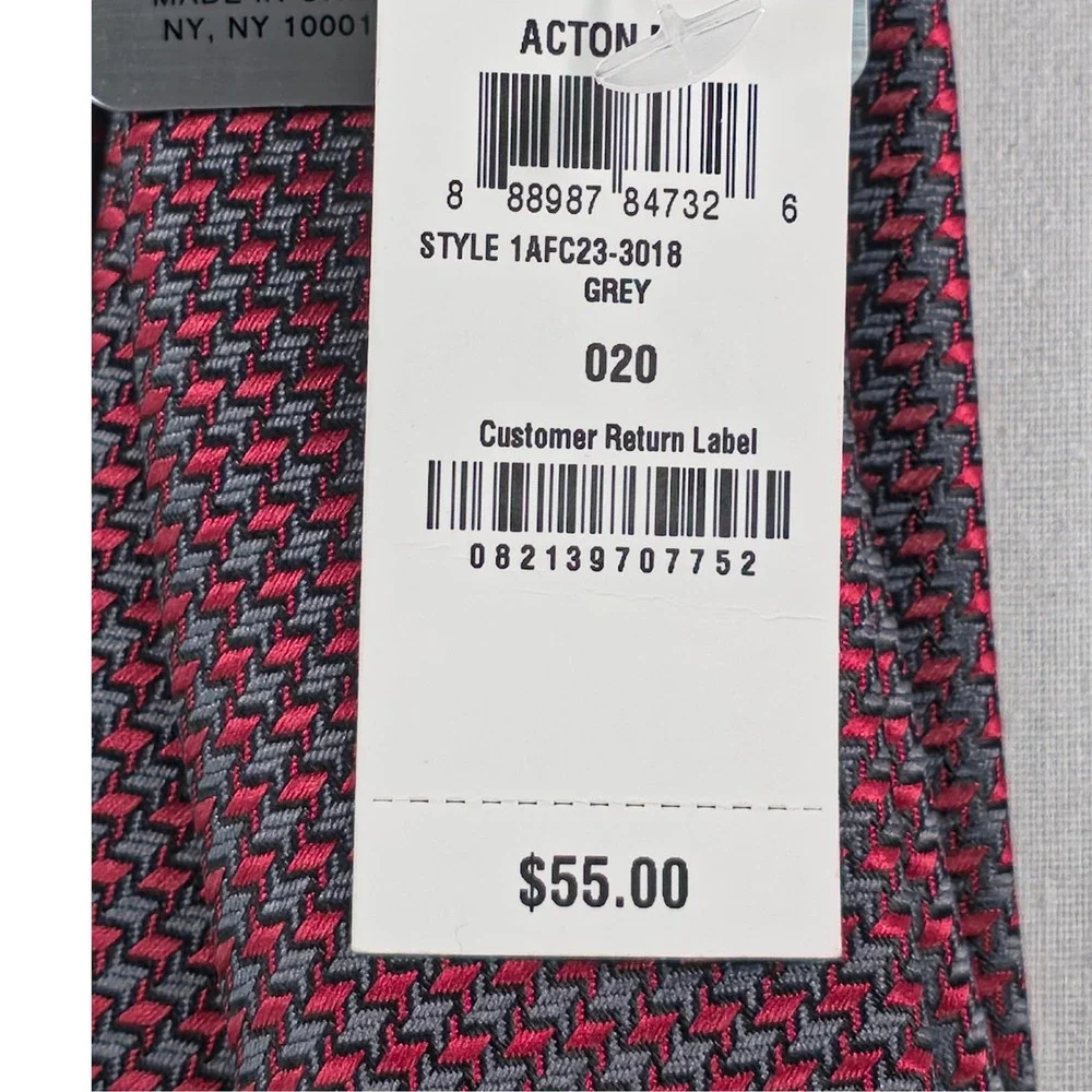 Alfani Mens Tie One Size Grey Textured Acton Mini Micro-Geometric Necktie NWT